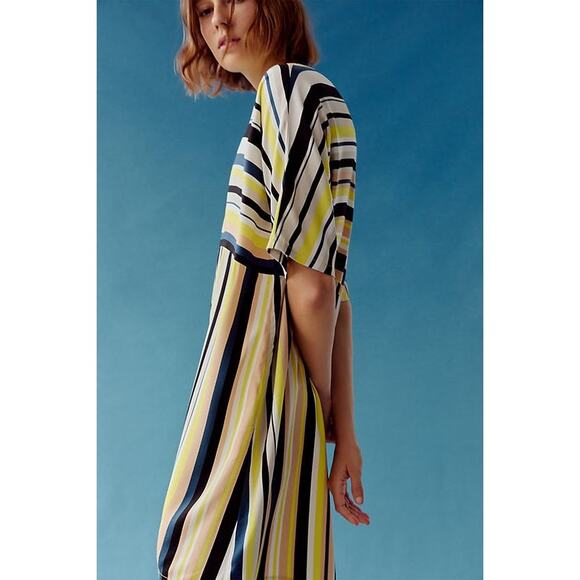 New Anthropologie Peter Som Naxos Striped Tunic Mini Dress $148 XS / S Yellow - Picture 2 of 9